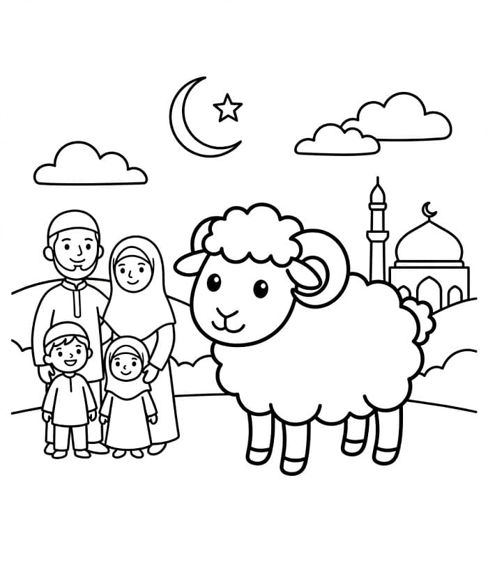 Yazdırılabilir Kurban Bayramı Boyama Sayfası