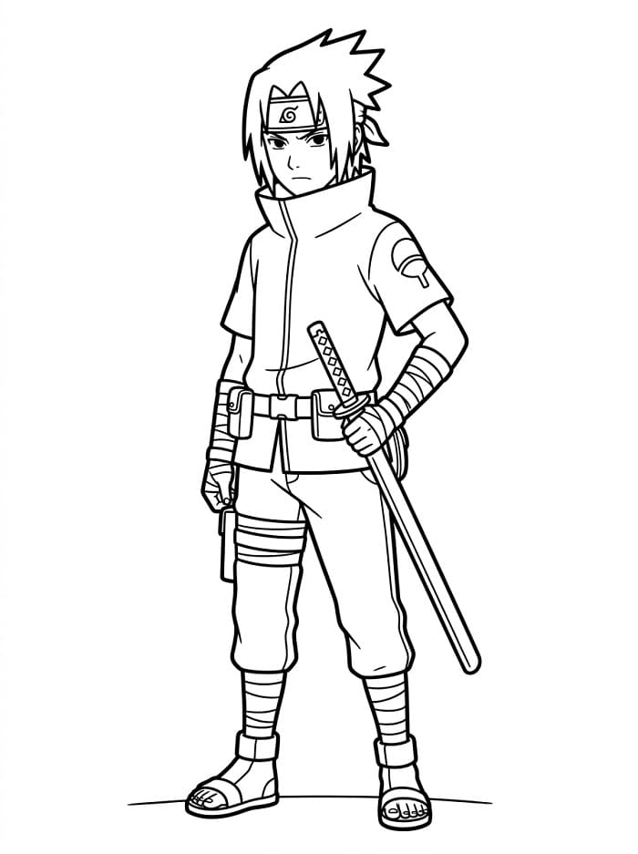 Bedava Çocuklar İçin Sasuke Boyama Sayfası