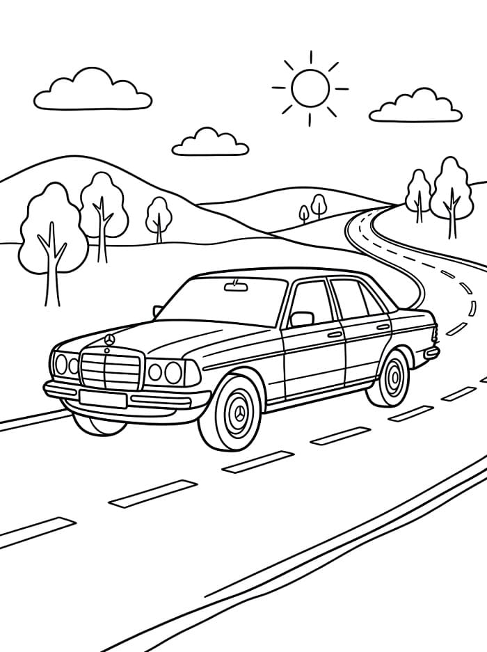 Bir Mercedes Araba Boyama Sayfası