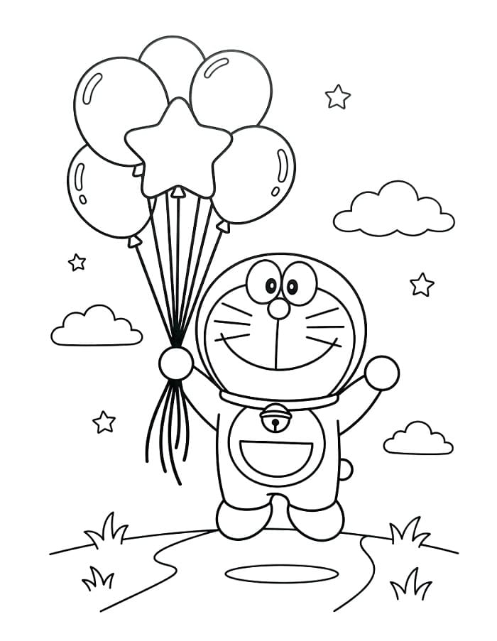 Çizgi Doraemon Boyama Sayfası