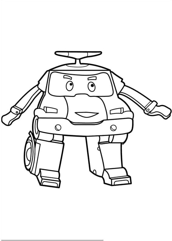 Çocuk Robocar Poli Yazdırılabilir Boyama Sayfası