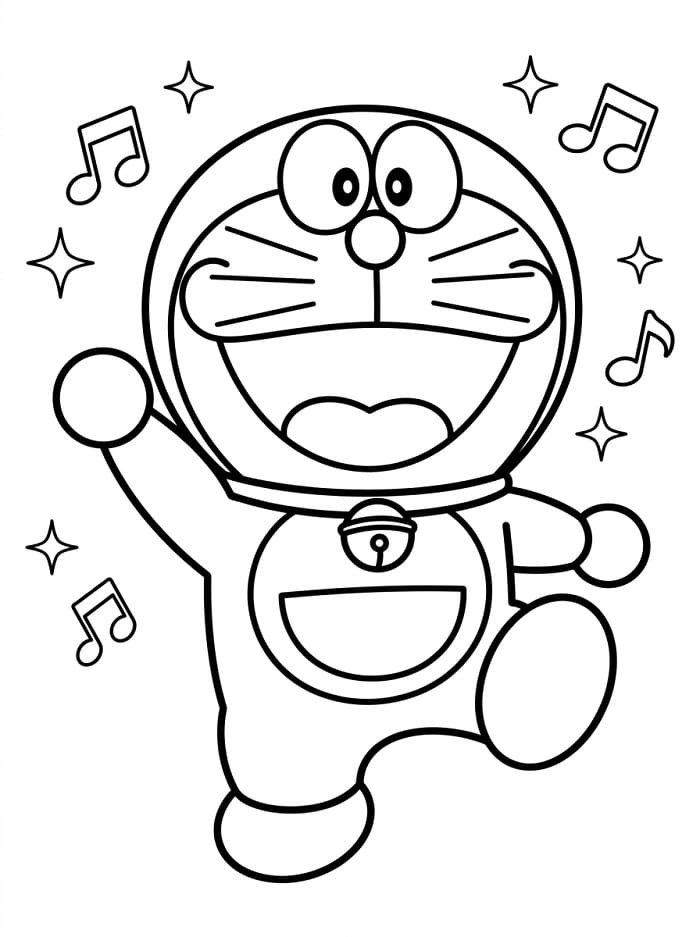 Havalı Doraemon Boyama Sayfası