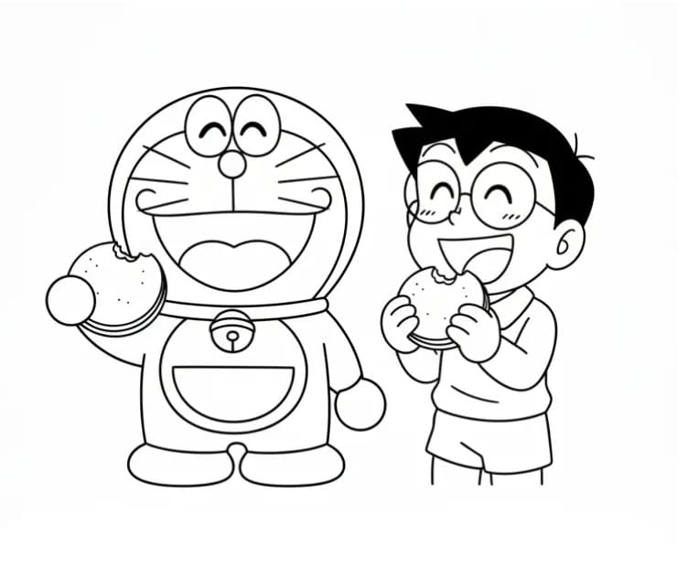Hoş Doraemon Boyama Sayfası
