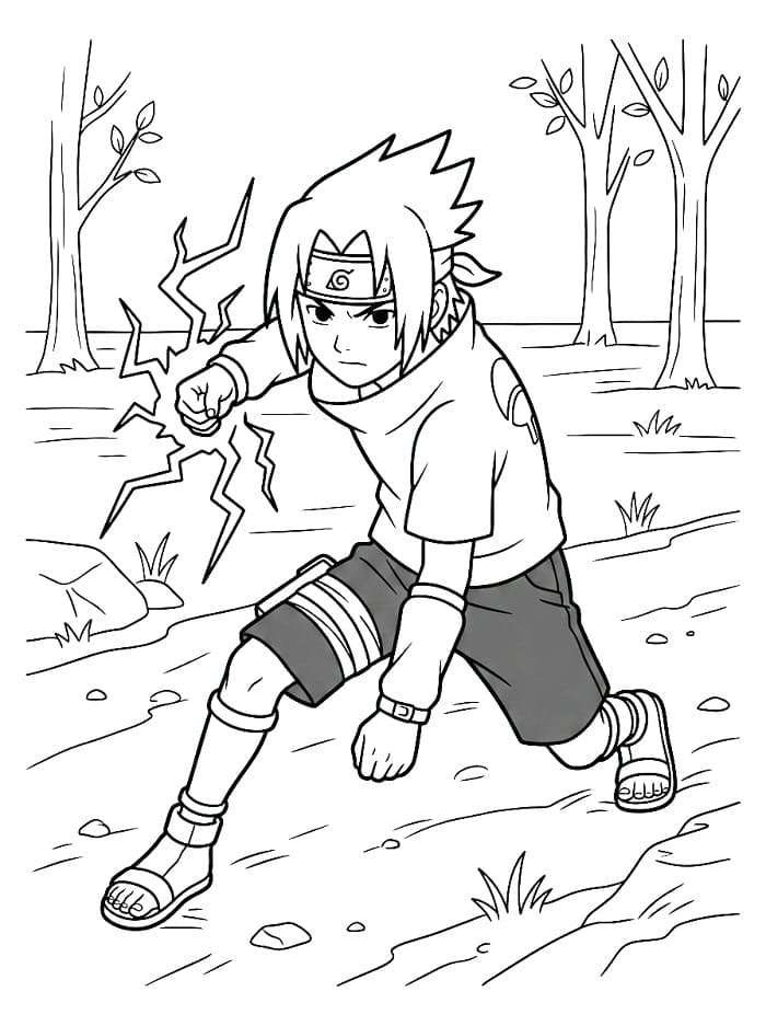 Kolay Sasuke Boyama Sayfası