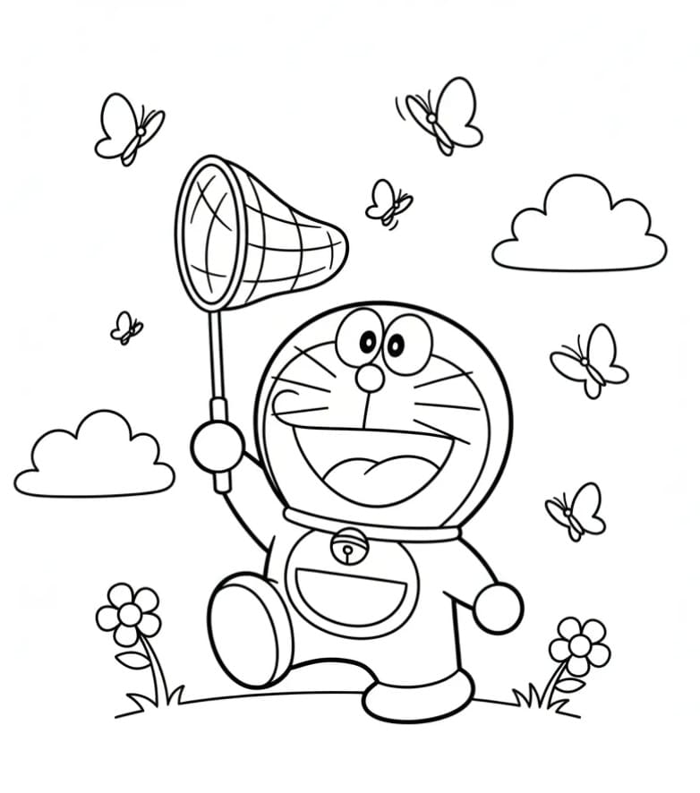 Sevimli Doraemon Boyama Sayfası