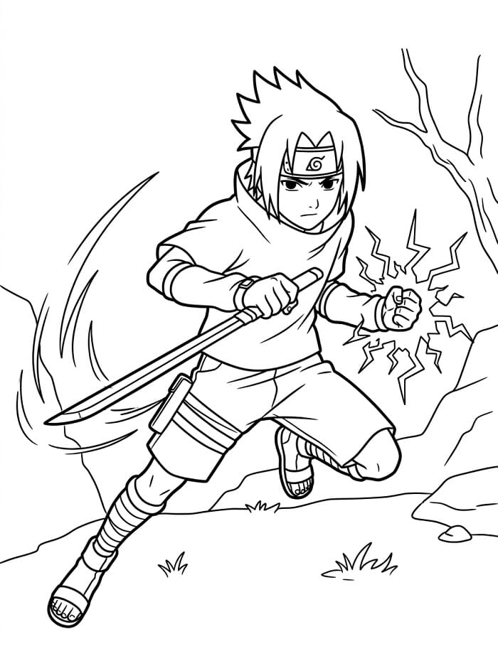 Ücretsiz Sasuke Yazdırılabilir Boyama Sayfası