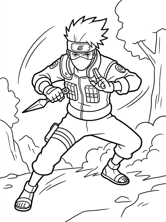 Yazdırılabilir Kakashi Çocuklar İçin Boyama Sayfası
