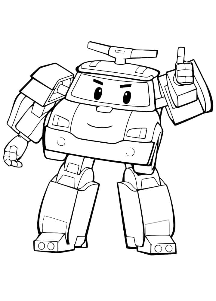 Yazdırılabilir Robocar Poli Resim Boyama Sayfası