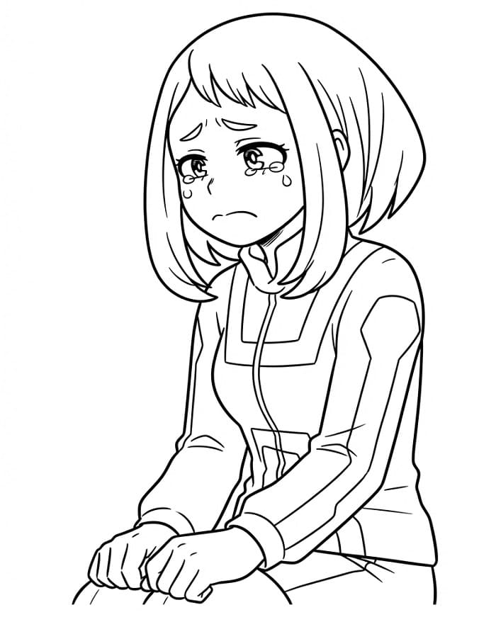 Ağlayan Ochaco Uraraka Boyama Sayfası