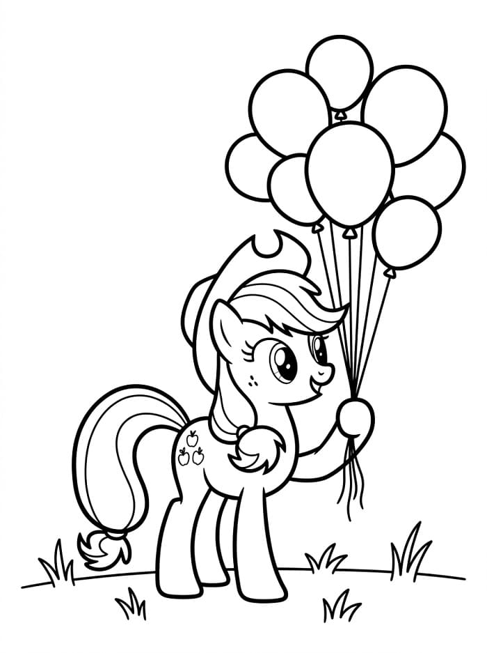 Applejack balonlarla Boyama Sayfası