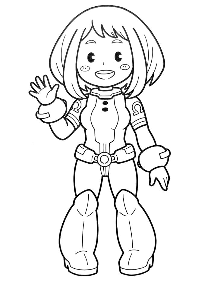 Dost canlısı Ochaco Uraraka Boyama Sayfası