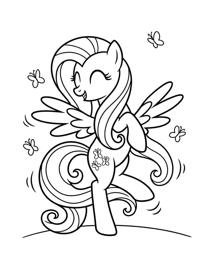 Fluttershy Baskı İçin Boyama Sayfası