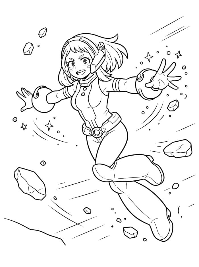 Havalı Ochaco Uraraka Boyama Sayfası