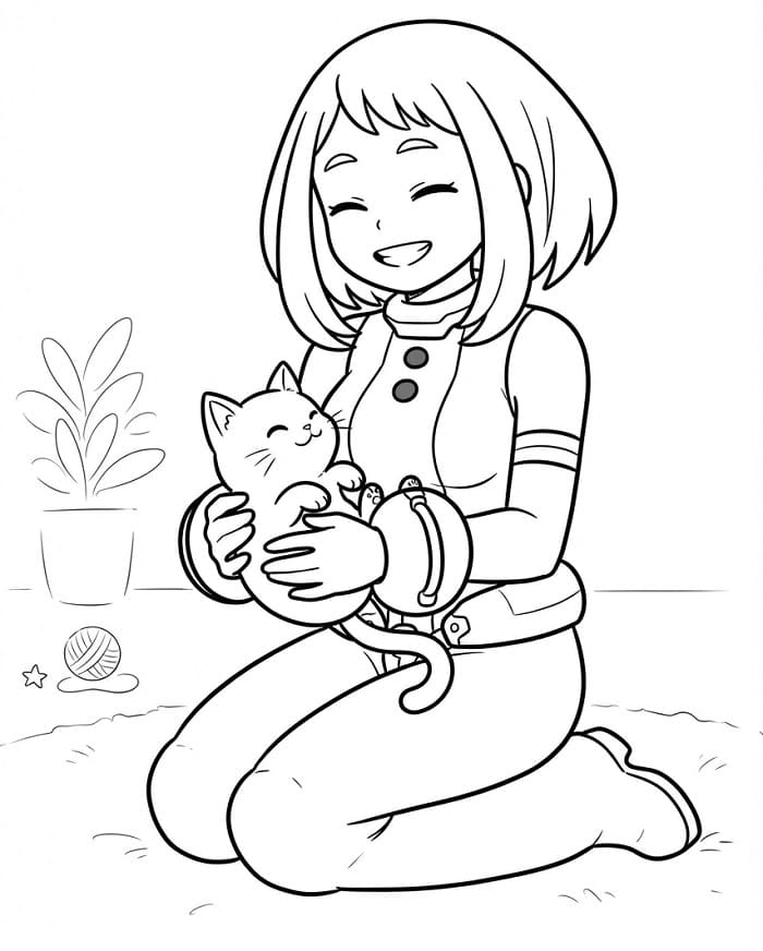 Mutlu Ochaco Uraraka Boyama Sayfası