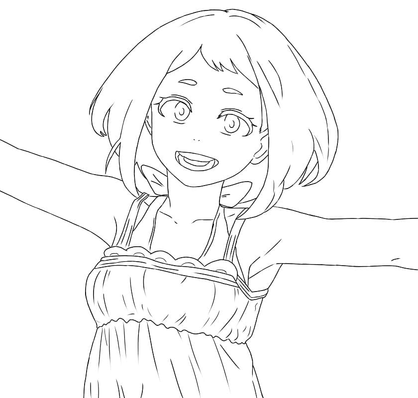 Ochaco Uraraka Yazdır Boyama Sayfası