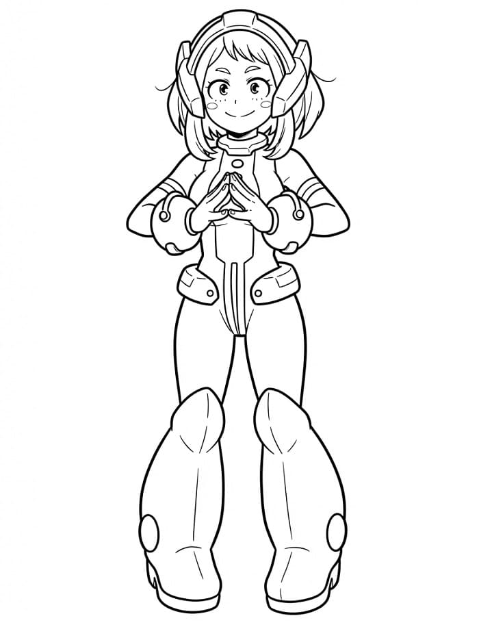 Sevimli Ochaco Uraraka Karakteri Boyama Sayfası