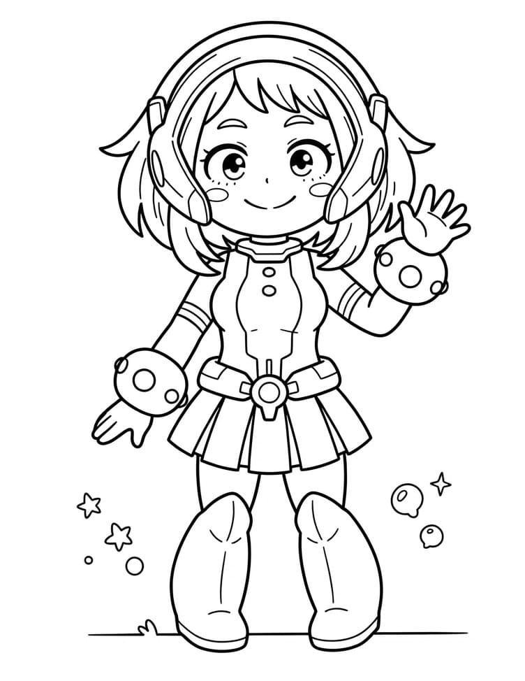 Sevimli Ochaco Uraraka Boyama Sayfası