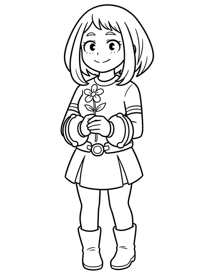 Tatlı Ochaco Uraraka Boyama Sayfası