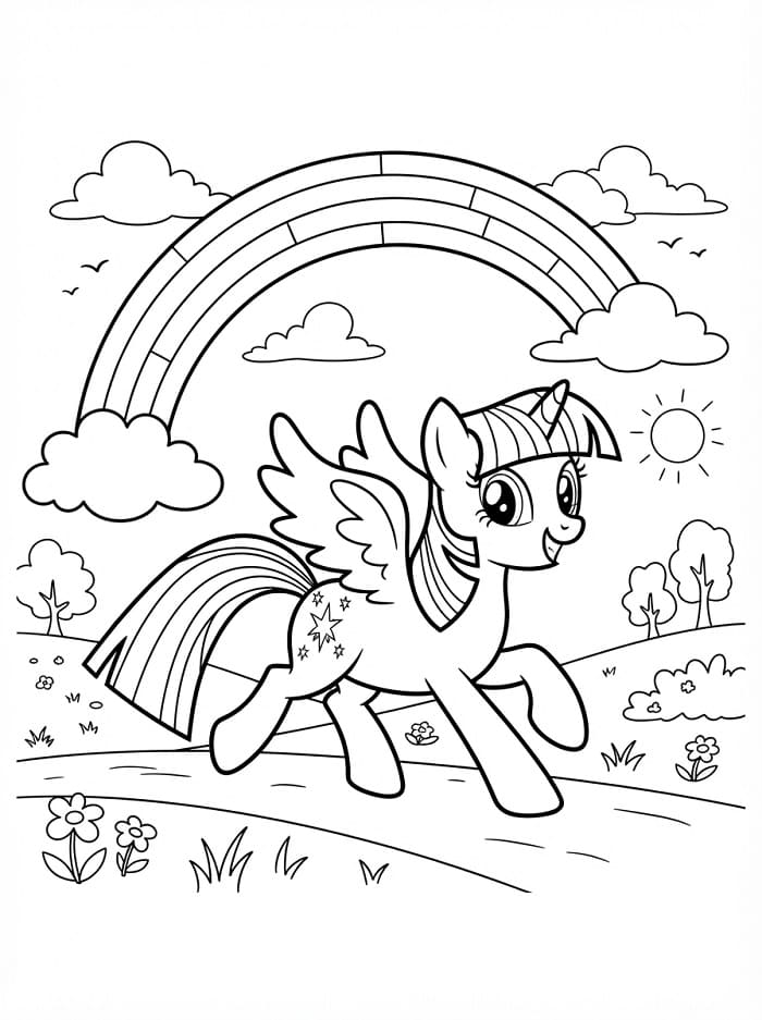Twilight Sparkle ve Gökkuşağı Boyama Sayfası