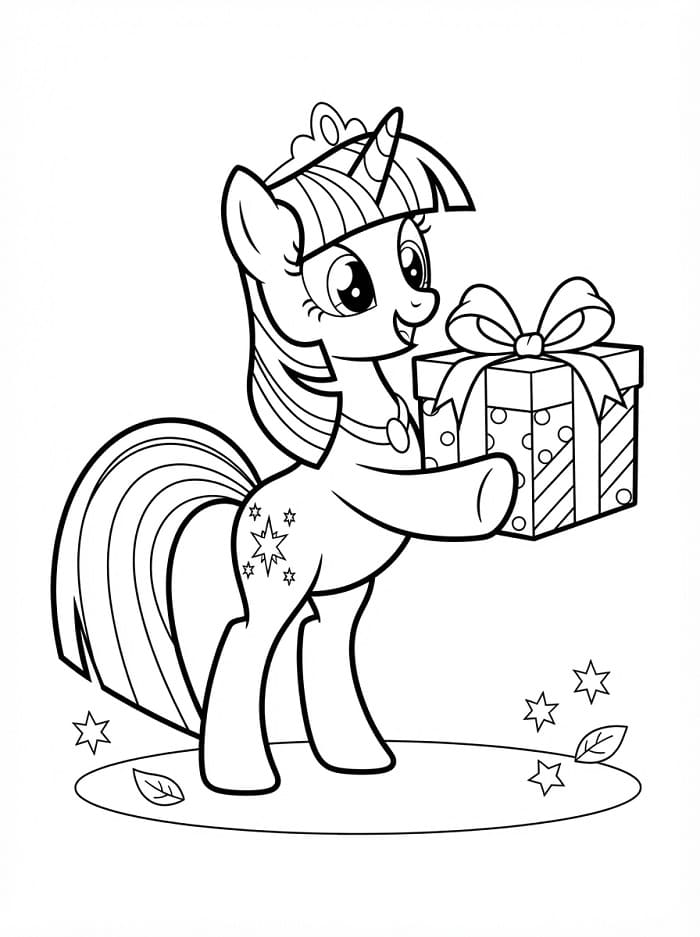 Twilight Sparkle ve Hediye Boyama Sayfası
