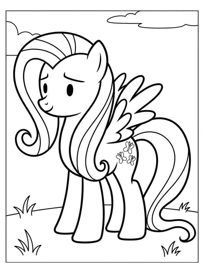 Ücretsiz Yazdırılabilir Fluttershy Boyama Sayfası