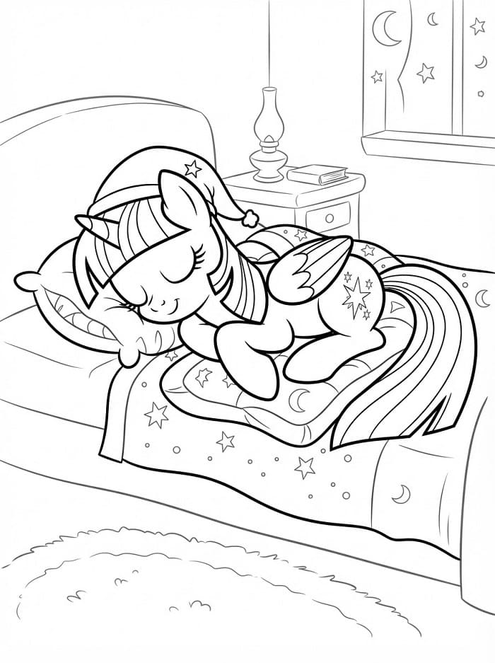 Uyuyan Twilight Sparkle Boyama Sayfası