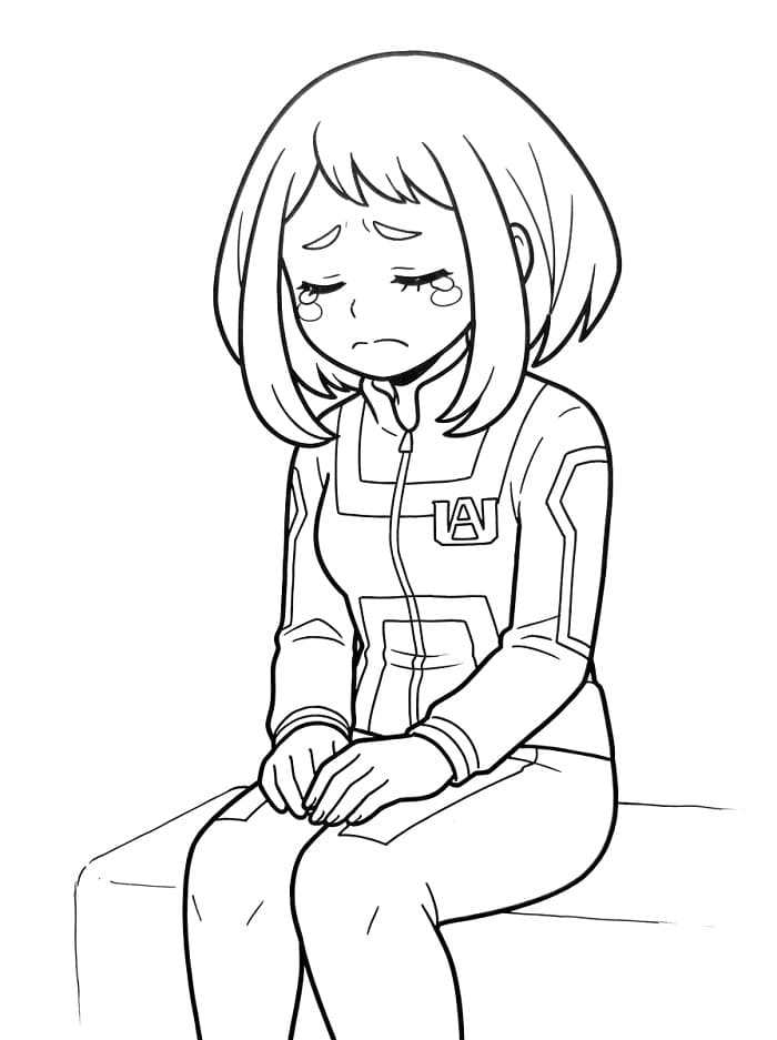 Üzgün Ochaco Uraraka Boyama Sayfası