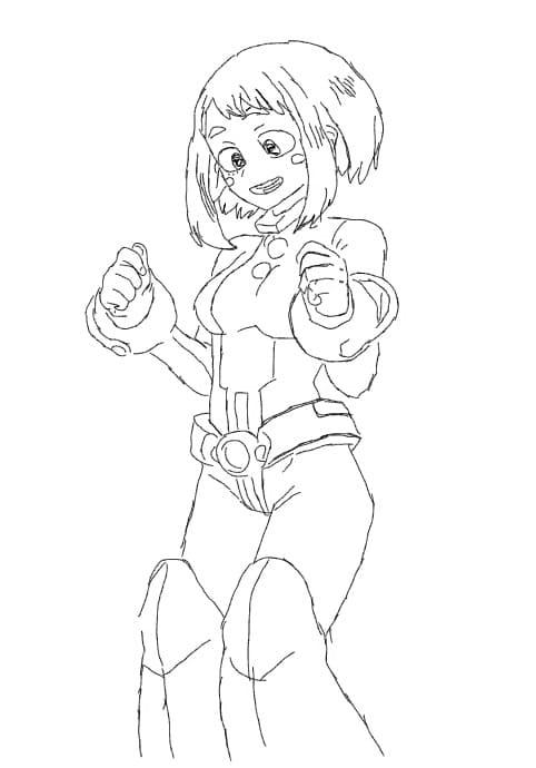 Yazdırılabilir Ochaco Uraraka Boyama Sayfası