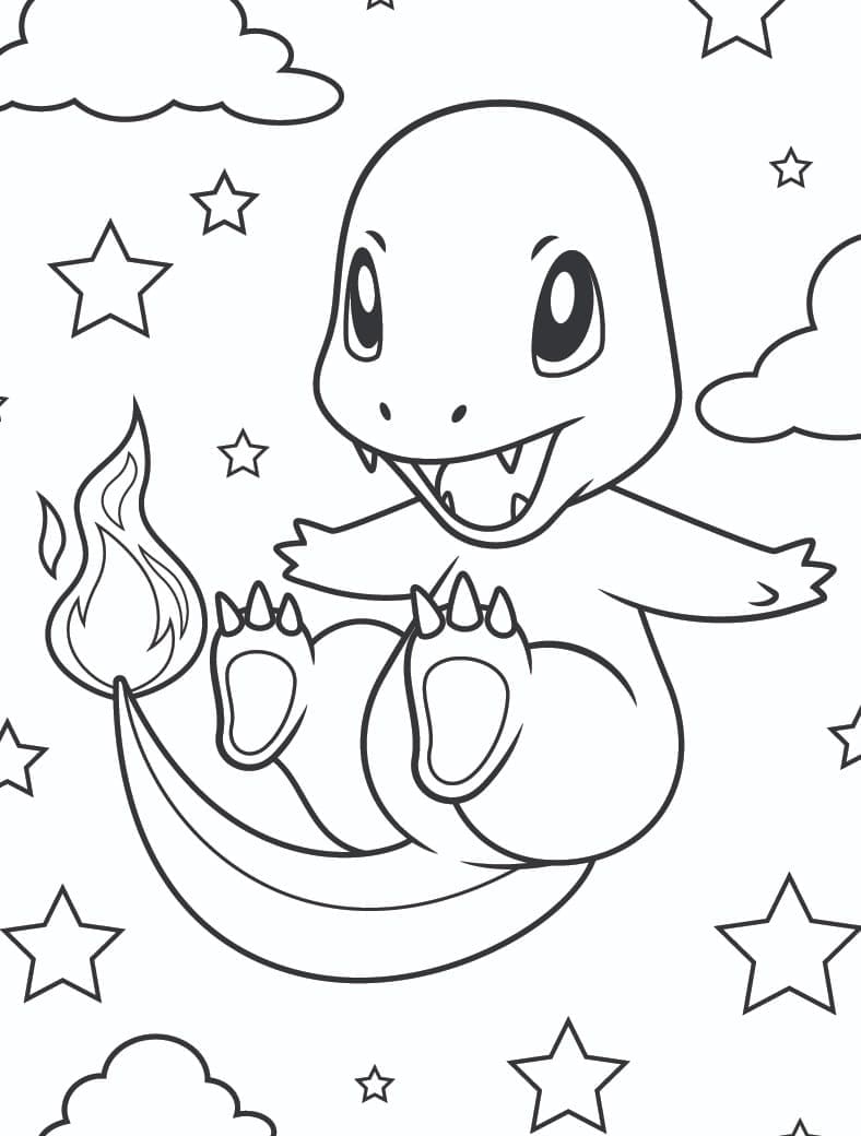 Charmander Ücretsiz Çocuklar İçin Boyama Sayfası