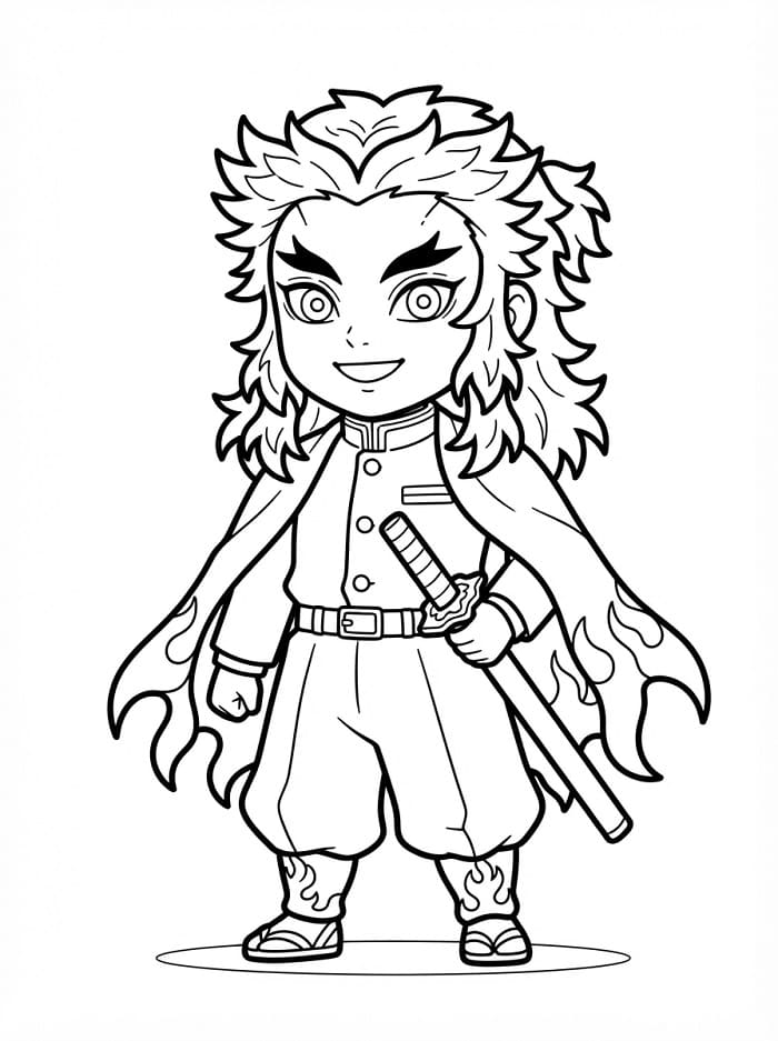 Chibi Kyojuro Rengoku Boyama Sayfası