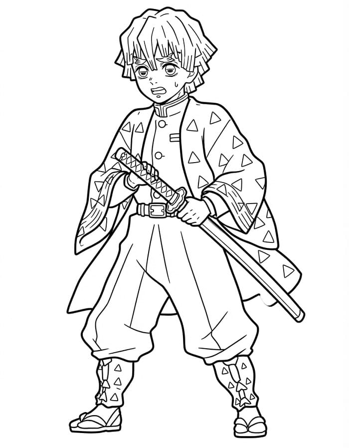 Demon Slayer Zenitsu Boyama Sayfası