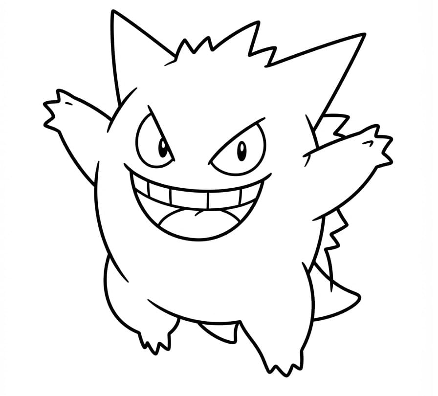 Gengar Pokémon'dan Boyama Sayfası