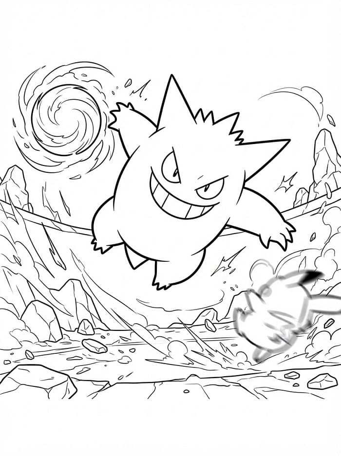 Gengar Ücretsiz Yazdırılabilir Boyama Sayfası
