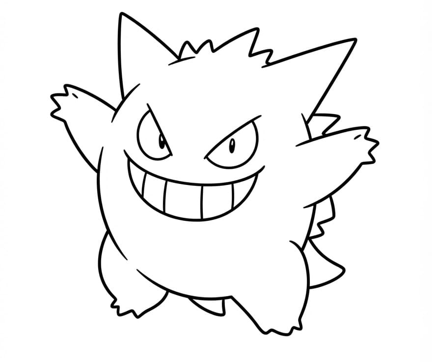 Gengar Yazdırılabilir Çocuklar İçin Boyama Sayfası