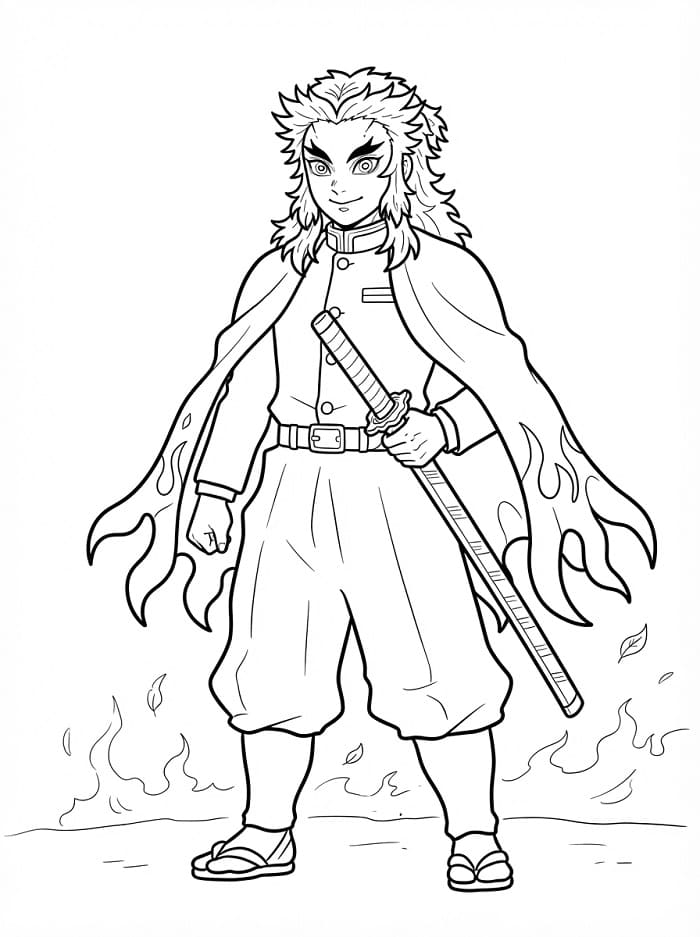 Havalı Kyojuro Rengoku Boyama Sayfası
