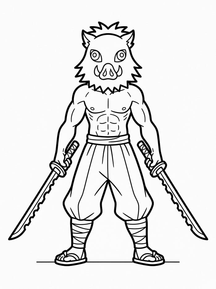 Inosuke Demon Slayer'dan Boyama Sayfası