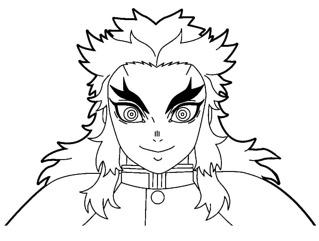 Kyojuro Rengoku Ücretsiz Çocuklar İçin Boyama Sayfası