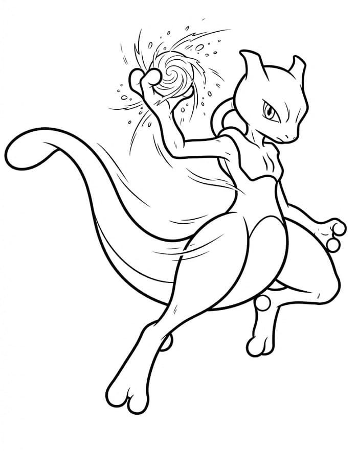 Mewtwo Baskı İçin Boyama Sayfası