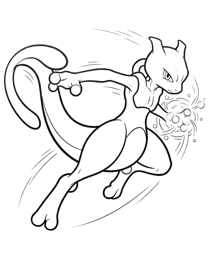 Mewtwo Çocuklar İçin Boyama Sayfası