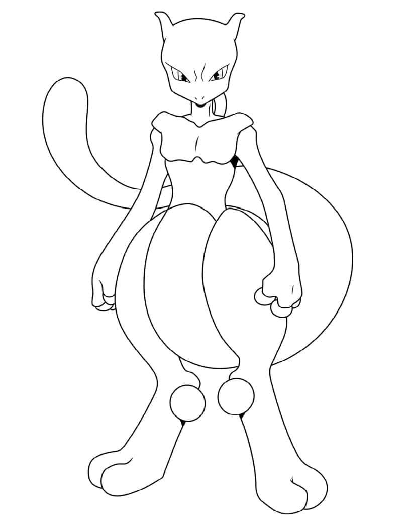 Mewtwo Ücretsiz Çocuklar İçin Boyama Sayfası