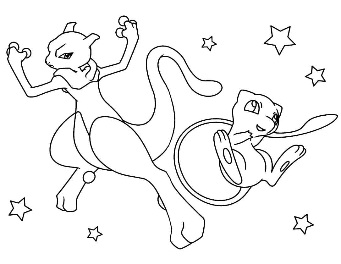 Mewtwo Yazdırılabilir Çocuklar İçin Boyama Sayfası