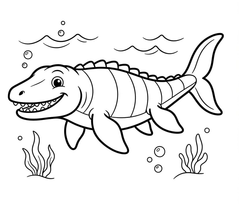 Mosasaurus Baskı İçin Boyama Sayfası