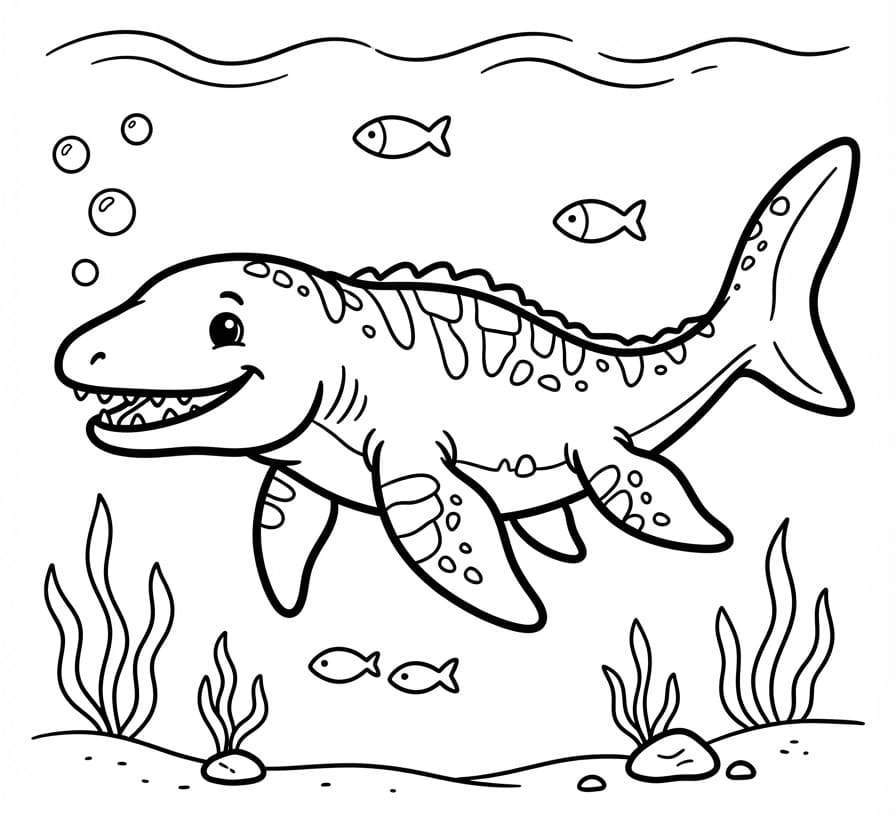 Mosasaurus Çocuklar İçin Boyama Sayfası