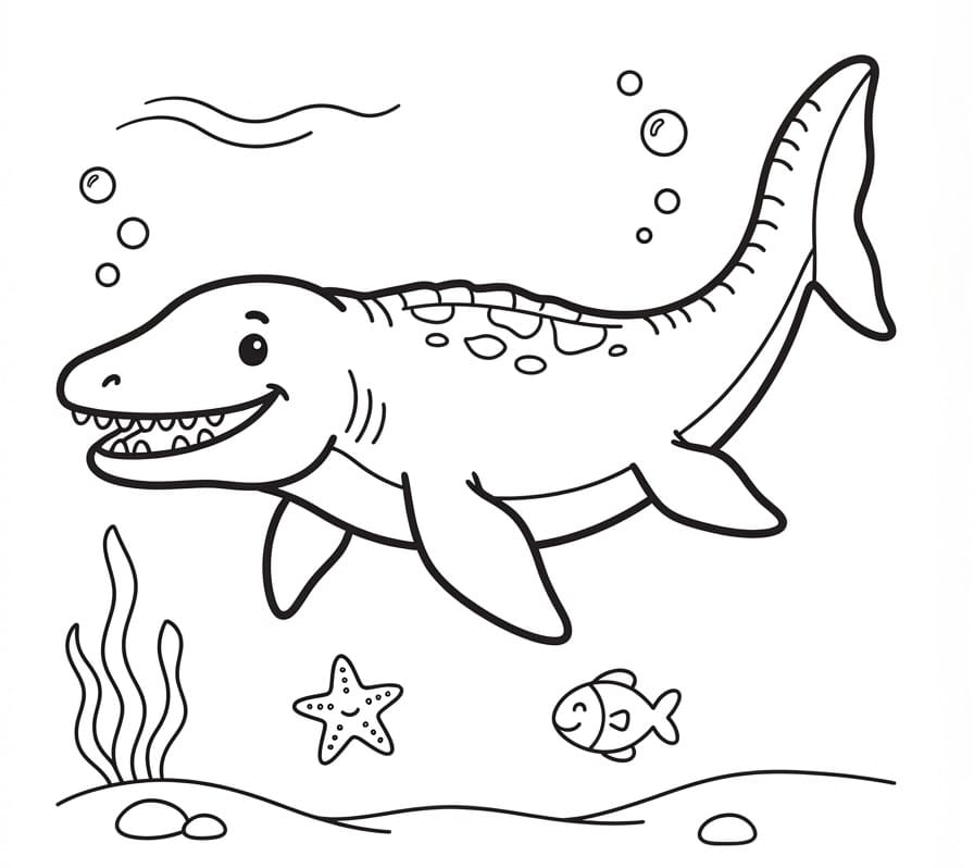 Mosasaurus Ücretsiz Çocuklar İçin Boyama Sayfası