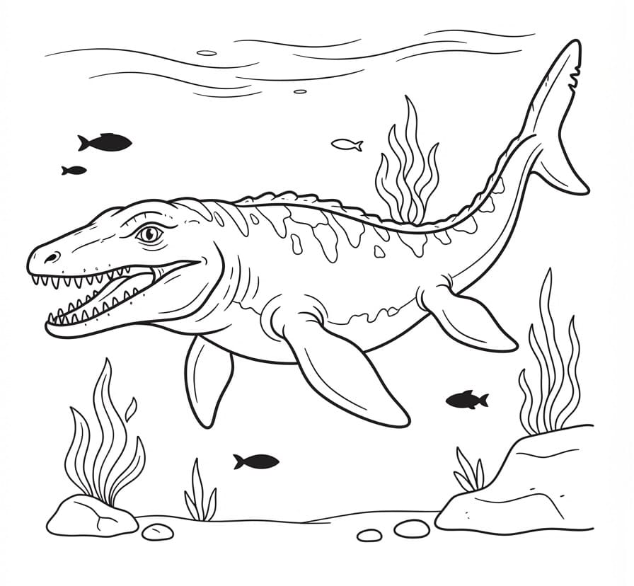 Mosasaurus Ücretsiz Yazdırılabilir Boyama Sayfası