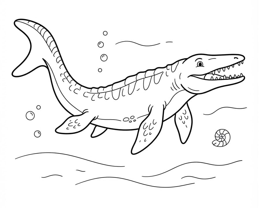 Mosasaurus Yazdırılabilir Çocuklar İçin Boyama Sayfası