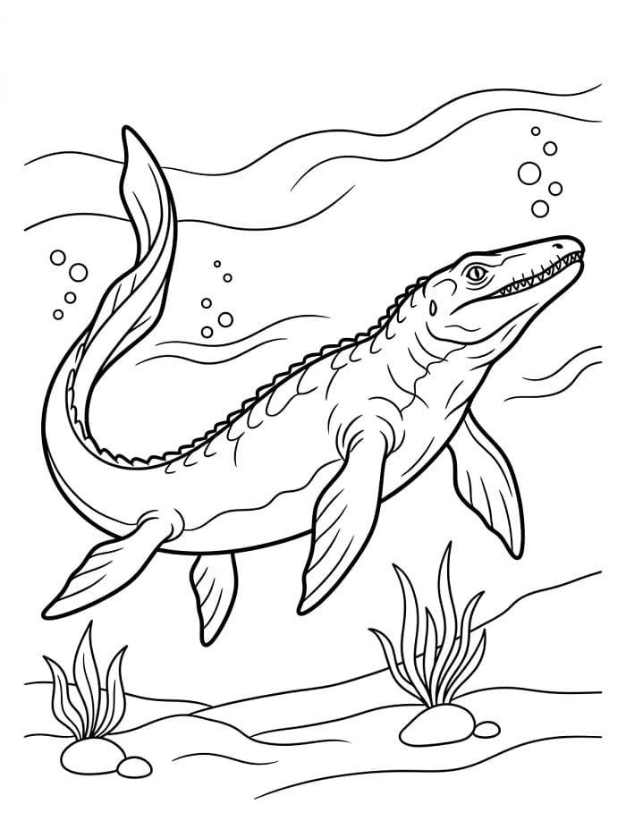 Mosasaurus suyun altında Boyama Sayfası