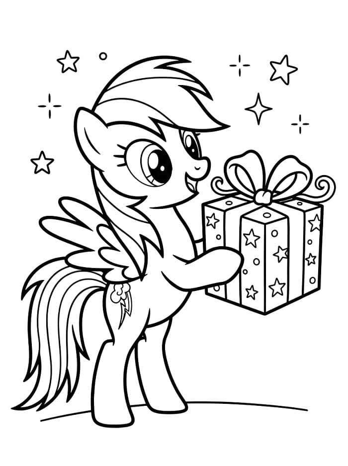 Rainbow Dash ve hediye Boyama Sayfası