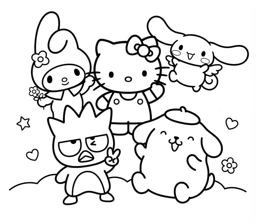 Sanrio'daki Karakterler Boyama Sayfası