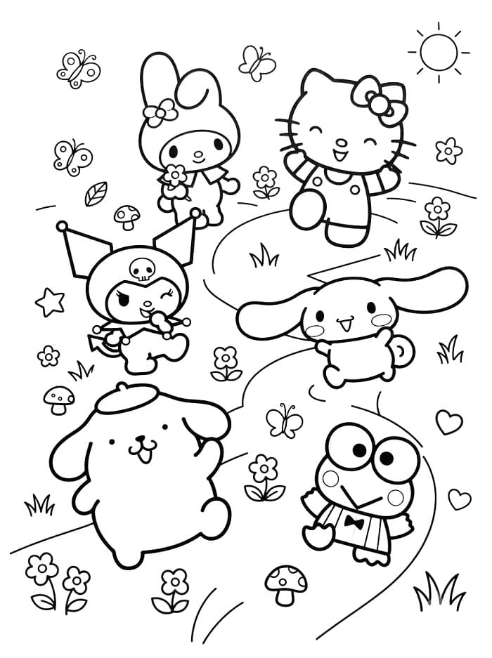 Sanrio'dan Karakterler Boyama Sayfası